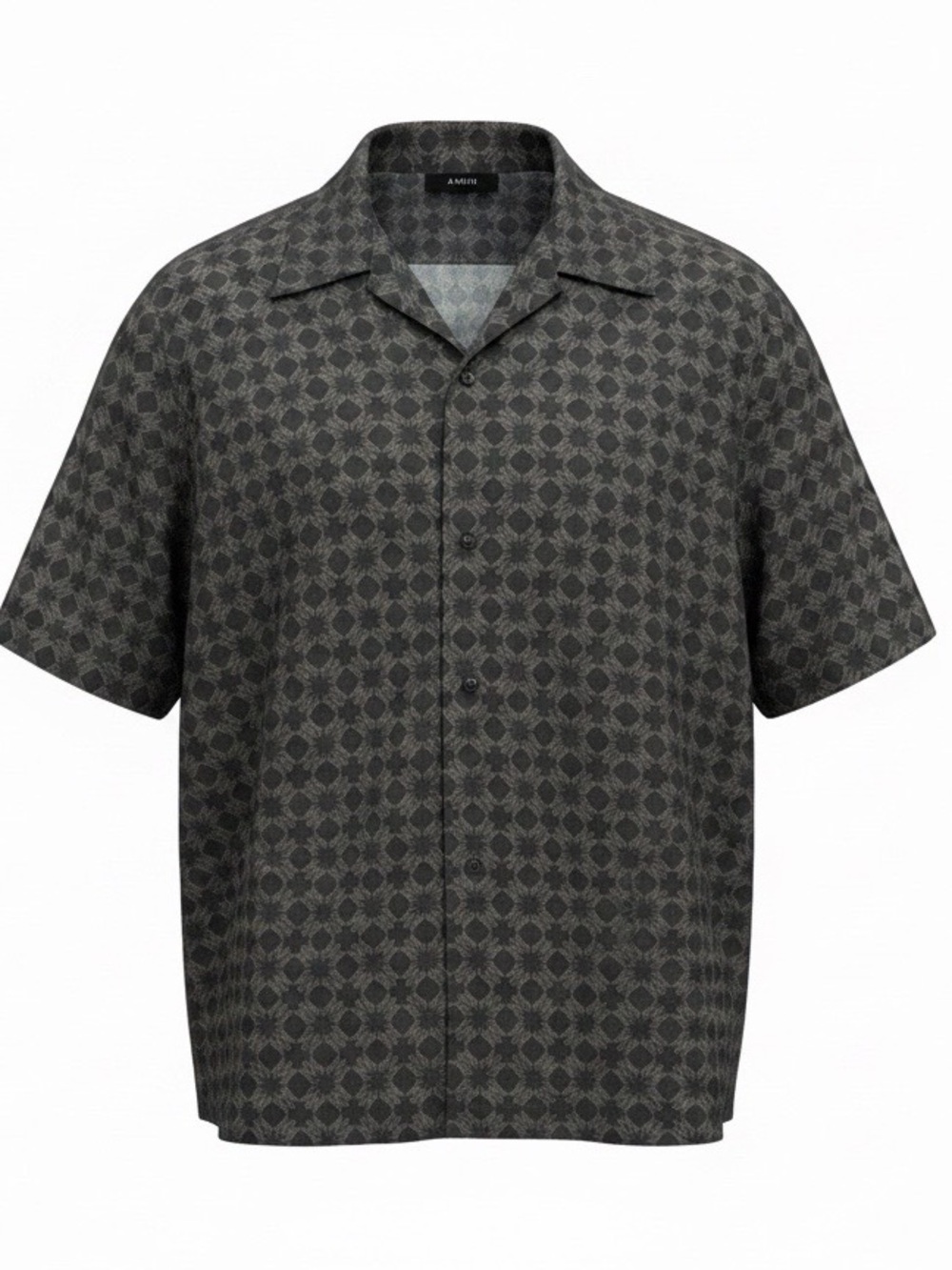 AMIRI Black & Gray Short-Sleeve Button-Down Camp Shirt